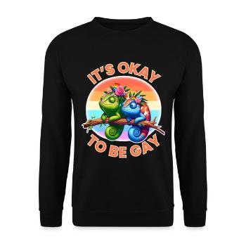 LGBTQ+ Pride T-Shirt with Colorful Chameleons - Unisex Sweatshirt - black - Front - Alina (178cm) & Michal (187cm)