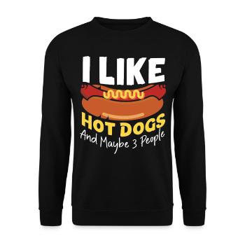 Hot Dog Adult I Like Hot Dogs And - Unisex Pullover - Schwarz - Vorne - Alina (178cm) & Michal (187cm)