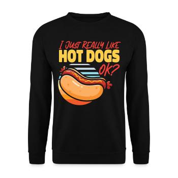 Hot Dog Adult I Just Really Like - Unisex Sweatshirt - black - Front - Alina (178cm) & Michal (187cm)