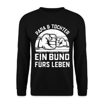Vatertag Ideen - Papa & Tochter ein Bund fürs Leb - Unisex Pullover - Schwarz - Vorne - Alina (178cm) & Michal (187cm)