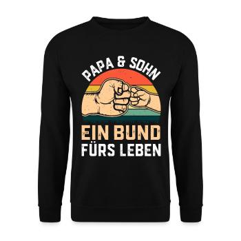 Vatertag Ideen - Papa & Sohn ein Bund fürs Leben - Unisex Pullover - Schwarz - Vorne - Alina (178cm) & Michal (187cm)