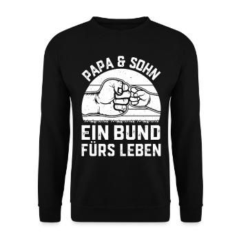 Vatertag Ideen - Papa & Sohn ein Bund fürs Leben - Unisex Pullover - Schwarz - Vorne - Alina (178cm) & Michal (187cm)