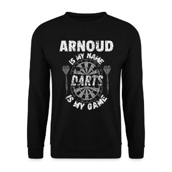 T-shirt de fléchettes personnalisé pour Arnoud - Sweat-shirt Unisexe - noir - Devant - Alina (178cm) & Michal (187cm)