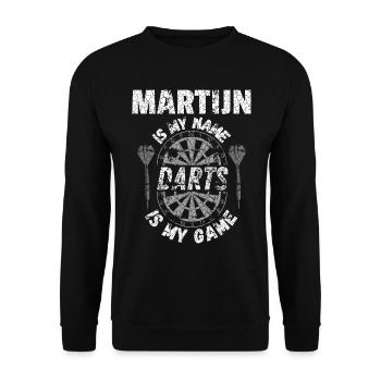 Personalisiertes Dartshirt Martijn - Unisex Pullover - Schwarz - Vorne - Alina (178cm) & Michal (187cm)
