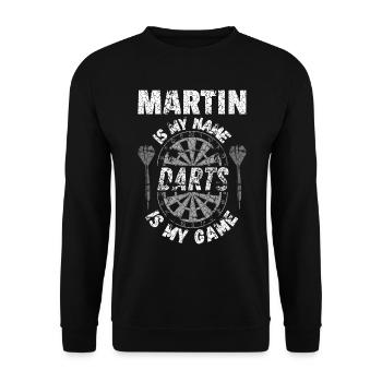Fans et joueurs de fléchettes nommés Martin - Sweat-shirt Unisexe - noir - Devant - Alina (178cm) & Michal (187cm)