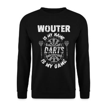 T-shirt de fléchettes personnalisé pour Wouter - Sweat-shirt Unisexe - noir - Devant - Alina (178cm) & Michal (187cm)