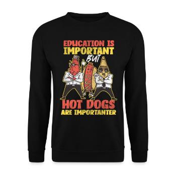 Hot Dog Adult Education Is - Unisex Sweatshirt - black - Front - Alina (178cm) & Michal (187cm)