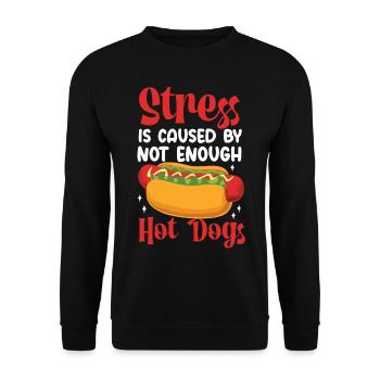 Hot Dog Adult Stress Is Caused By - Unisex Pullover - Schwarz - Vorne - Alina (178cm) & Michal (187cm)