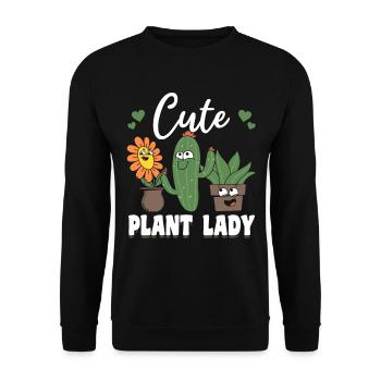 Hobby Gardener Plant Lover - Cute Plant Lady - Unisex Pullover - Schwarz - Vorne - Alina (178cm) & Michal (187cm)