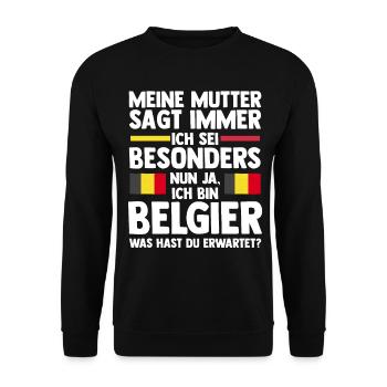 Belgian Belgian Belgium - Unisex Sweatshirt - black - Front - Alina (178cm) & Michal (187cm)
