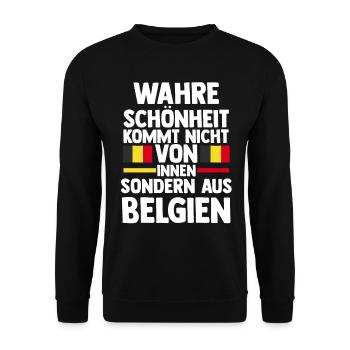 Belgier Belgisch Belgien - Unisex Pullover - Schwarz - Vorne - Alina (178cm) & Michal (187cm)