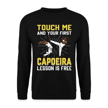 Berühre mich und deine erste Capoeira-Lektion ist kostenlos - Unisex Pullover - Schwarz - Vorne - Alina (178cm) & Michal (187cm)