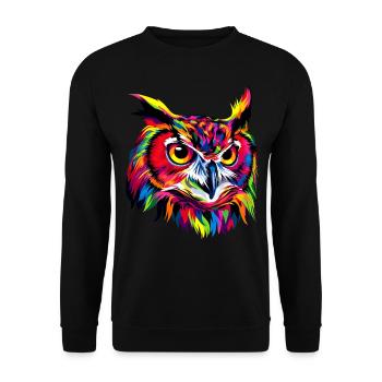 Owl Colorful Rainbow Colors Pop Art Owl Eagle Owl Owls - Unisex Sweatshirt - black - Front - Alina (178cm) & Michal (187cm)
