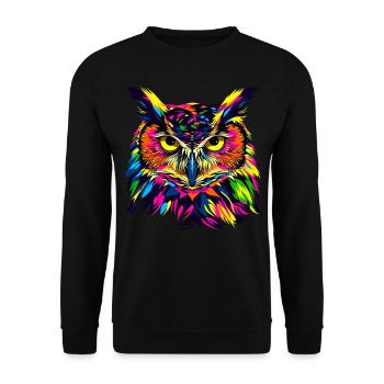 Owl Colorful Rainbow Colors Pop Art Owl Eagle Owl Owls - Unisex Sweatshirt - black - Front - Alina (178cm) & Michal (187cm)