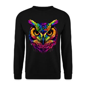 Owl Colorful Rainbow Colors Pop Art Owl Eagle Owl Owls - Unisex Sweatshirt - black - Front - Alina (178cm) & Michal (187cm)