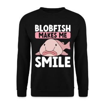 Süßer Blobfisch Hässlicher Fisch - Unisex Pullover - Schwarz - Vorne - Alina (178cm) & Michal (187cm)