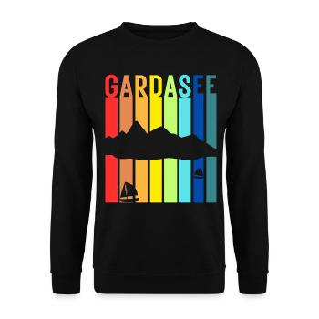 Gardasee Vintage Lago Di Garda Italien Urlaub - Unisex Pullover - Schwarz - Vorne - Alina (178cm) & Michal (187cm)