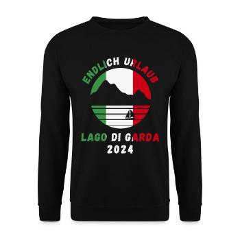 Gardasee Urlaub 2024 Lago Di Garda Italien Idee - Unisex Pullover - Schwarz - Vorne - Alina (178cm) & Michal (187cm)