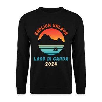 Gardasee Urlaub 2024 Lago Di Garda Italien Idee - Unisex Pullover - Schwarz - Vorne - Alina (178cm) & Michal (187cm)