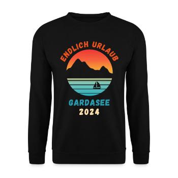 Gardasee Urlaub 2024 Lago Di Garda Italien Idee - Unisex Pullover - Schwarz - Vorne - Alina (178cm) & Michal (187cm)