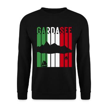 Gardasee Italien Flagge Lago Di Garda Urlaub - Unisex Pullover - Schwarz - Vorne - Alina (178cm) & Michal (187cm)