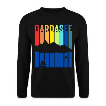 Gardasee Vintage Lago Di Garda Italien Urlaub - Unisex Pullover - Schwarz - Vorne - Alina (178cm) & Michal (187cm)