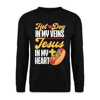 Hot Dog Adult Jesus Faith - Unisex Sweatshirt - black - Front - Alina (178cm) & Michal (187cm)