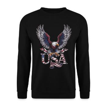 Patriotic USA Eagle Design - Unisex Sweatshirt - black - Front - Alina (178cm) & Michal (187cm)