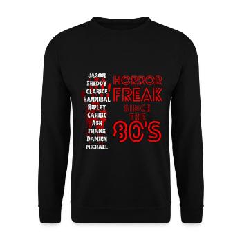 Horror Fan Merchandise, Horror Freak Since The 80s - Unisex Sweatshirt - black - Front - Alina (178cm) & Michal (187cm)