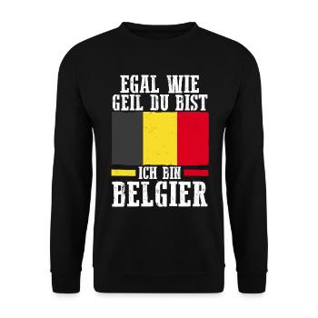 Belgian Belgian Belgium - Unisex Sweatshirt - black - Front - Alina (178cm) & Michal (187cm)