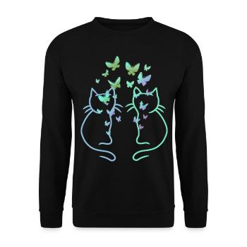 Cats, Cats, Butterflies, Spring - Unisex Sweatshirt - black - Front - Alina (178cm) & Michal (187cm)