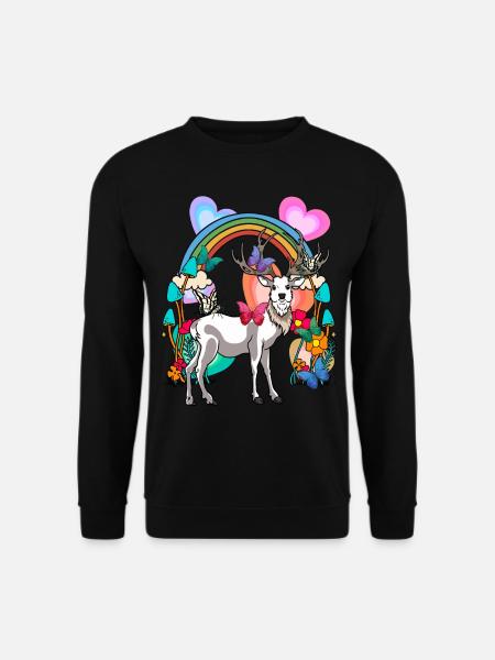 Rainbow Deer Deer Nature Spring - Unisex Sweatshirt - black