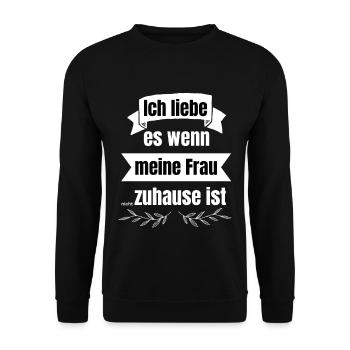 Ich liebe - lustiger Spruch für Männer - Macho - Unisex Pullover - Schwarz - Vorne - Alina (178cm) & Michal (187cm)