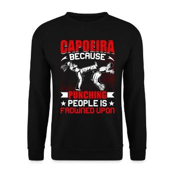 Capoeira, weil es verpönt ist, Menschen zu schlagen - Unisex Pullover - Schwarz - Vorne - Alina (178cm) & Michal (187cm)