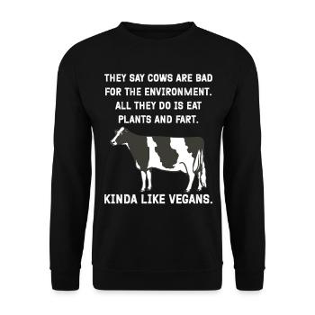 They say cows are bad for the environment. All - Unisex Sweatshirt - black - Front - Alina (178cm) & Michal (187cm)