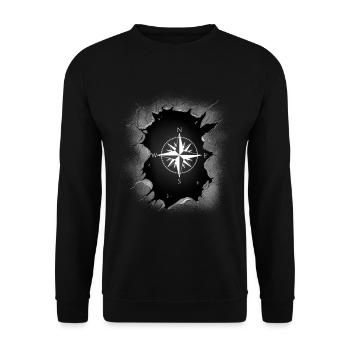 Windrose Kompass Richtung - Unisex Pullover - Schwarz - Vorne - Alina (178cm) & Michal (187cm)