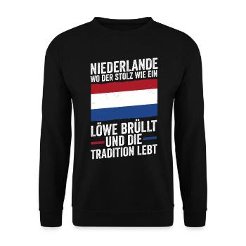 Pays-Bas Pays-Bas Pays-Bas - Sweat-shirt Unisexe - noir - Devant - Alina (178cm) & Michal (187cm)