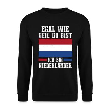 Pays-Bas Pays-Bas Pays-Bas - Sweat-shirt Unisexe - noir - Devant - Alina (178cm) & Michal (187cm)