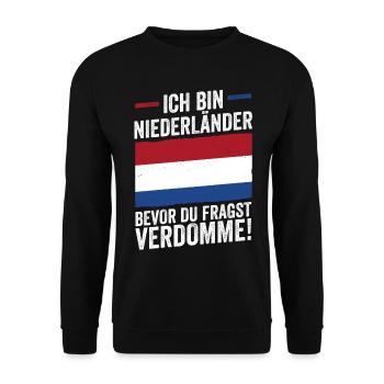 Pays-Bas Pays-Bas Pays-Bas - Sweat-shirt Unisexe - noir - Devant - Alina (178cm) & Michal (187cm)