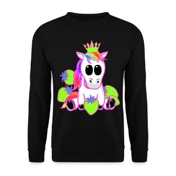 Licorne Licornes Fraise Princesse Animal Mythique - Sweat-shirt Unisexe - noir - Devant - Alina (178cm) & Michal (187cm)