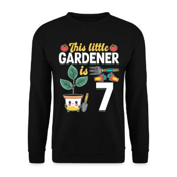 Ce petit jardinier a 7 ans - Jardinier pour enfants - Sweat-shirt Unisexe - noir - Devant - Alina (178cm) & Michal (187cm)