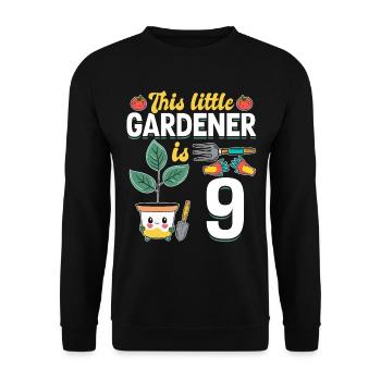 Ce petit jardinier a 9 ans - Jardinier pour enfants - Sweat-shirt Unisexe - noir - Devant - Alina (178cm) & Michal (187cm)