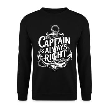 Der Kapitän Hat Immer Recht Lustiges Nautisches De - Unisex Pullover - Schwarz - Vorne - Alina (178cm) & Michal (187cm)
