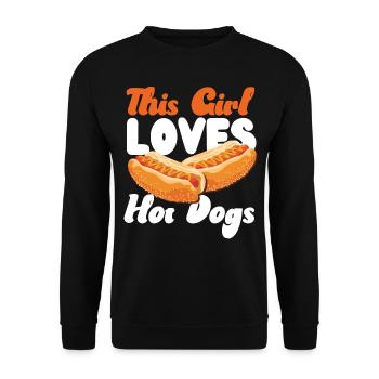Hot Dog Adult Girl Cette fille aime - Sweat-shirt Unisexe - noir - Devant - Alina (178cm) & Michal (187cm)