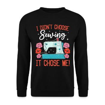 Je n’ai pas choisi la couture, c’est elle qui m’a choisie - Funny Sewing - Sweat-shirt Unisexe - noir - Devant - Alina (178cm) & Michal (187cm)