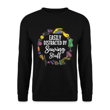 Facilement distrait par des trucs de couture - Sewing Lover S - Sweat-shirt Unisexe - noir - Devant - Alina (178cm) & Michal (187cm)