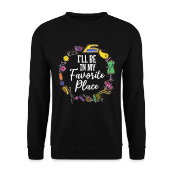 Je serai dans mon endroit préféré - Sewing Lover - Sweat-shirt Unisexe - noir - Devant - Alina (178cm) & Michal (187cm)