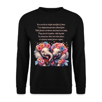 Pride Elephants Love Couple with Poem - Unisex Sweatshirt - black - Front - Alina (178cm) & Michal (187cm)