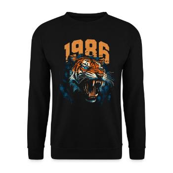 1986 - Year of the Tiger - Chinese Zodiac - Unisex Sweatshirt - black - Front - Alina (178cm) & Michal (187cm)