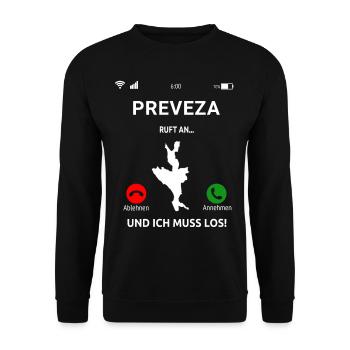 Preveza Griechenland Urlaub Idee - Unisex Pullover - Schwarz - Vorne - Alina (178cm) & Michal (187cm)